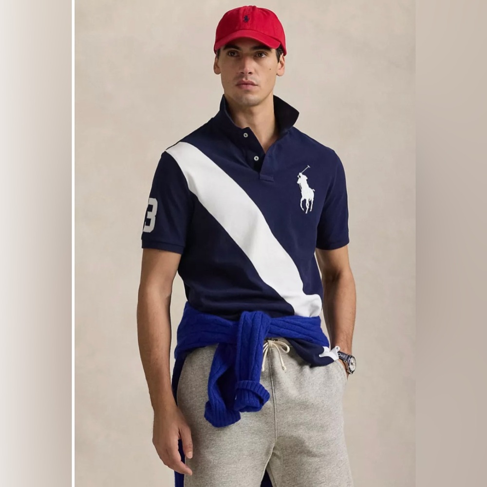 Polo Classic Fit Big Pony Mesh Polo Shirt-L